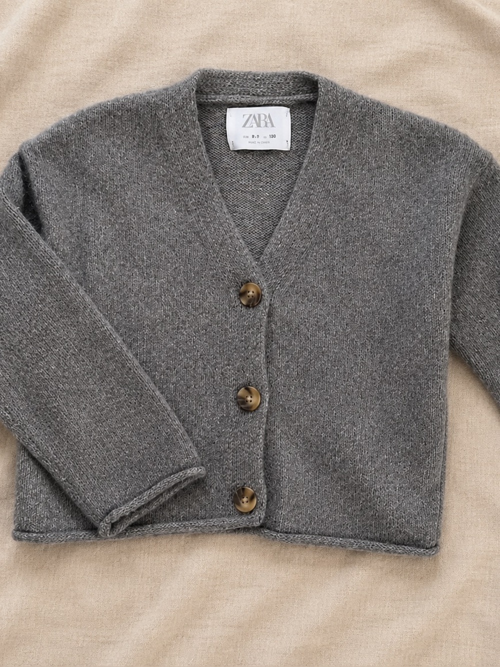 ZARA Kids Gray V-Neck Button Cardigan